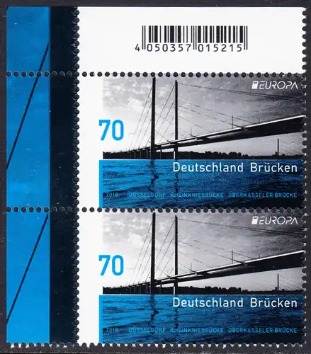 BUND 2018 Michel-Nummer 3383 postfrisch vert.PAAR ECKRAND oben links