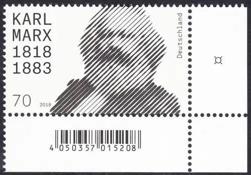 BUND 2018 Michel-Nummer 3384 postfrisch EINZELMARKE ECKRAND unten rechts