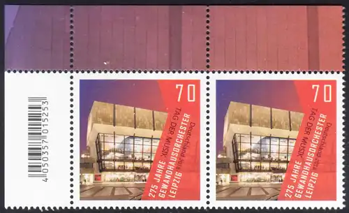 BUND 2018 Michel-Nummer 3385 postfrisch horiz.PAAR ECKRAND oben links