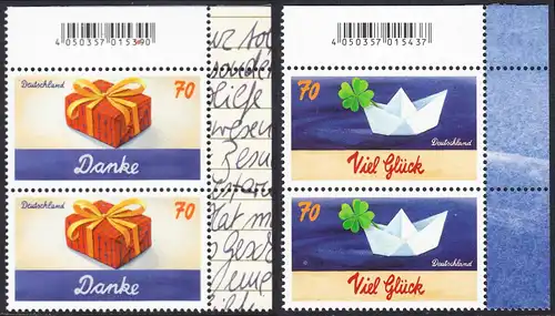 BUND 2018 Michel-Nummer 3386-3387 postfrisch SATZ(2) vert.PAAR ECKRÄNDER oben rechts