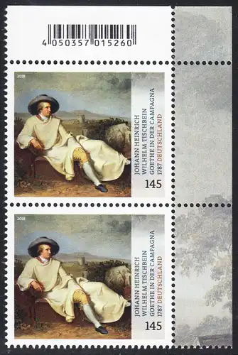 BUND 2018 Michel-Nummer 3393 postfrisch vert.PAAR ECKRAND oben rechts