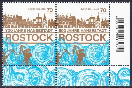 BUND 2018 Michel-Nummer 3395 postfrisch horiz.PAAR ECKRAND unten rechts