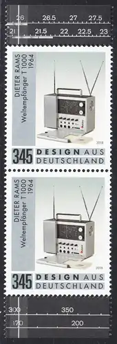 BUND 2018 Michel-Nummer 3400 postfrisch vert.PAAR RÄNDER unten/oben