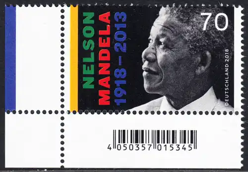 BUND 2018 Michel-Nummer 3404 postfrisch EINZELMARKE ECKRAND unten links