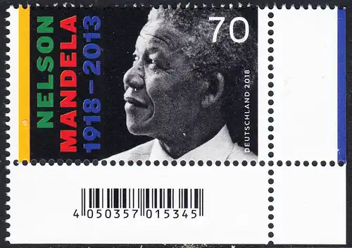 BUND 2018 Michel-Nummer 3404 postfrisch EINZELMARKE ECKRAND unten rechts