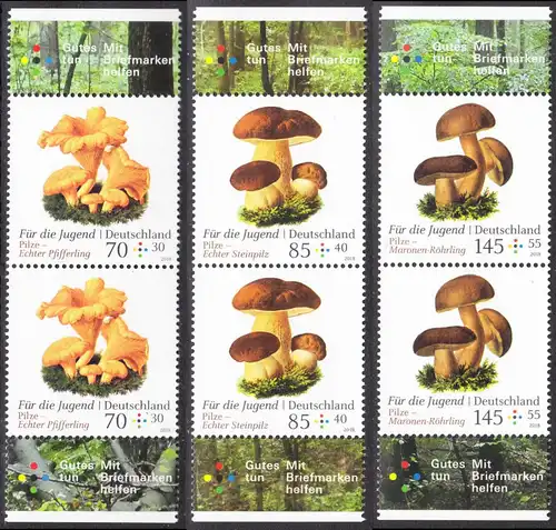 BUND 2018 Michel-Nummer 3407-3409 postfrisch SATZ(3) vert.PAARE RÄNDER oben/unten