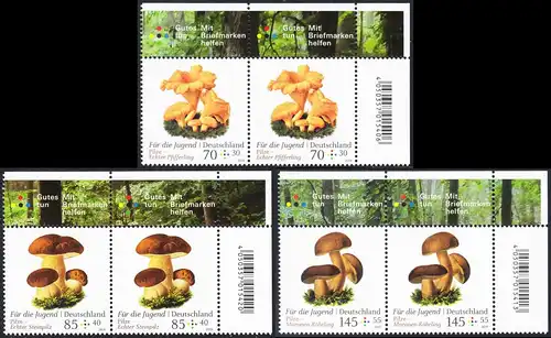 BUND 2018 Michel-Nummer 3407-3409 postfrisch SATZ(3) horiz.PAAR ECKRÄNDER oben rechts