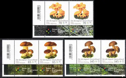 BUND 2018 Michel-Nummer 3407-3409 postfrisch SATZ(3) horiz.PAAR ECKRÄNDER unten links