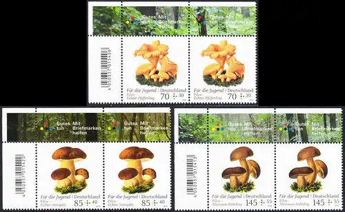 BUND 2018 Michel-Nummer 3407-3409 postfrisch SATZ(3) horiz.PAAR ECKRÄNDER oben links
