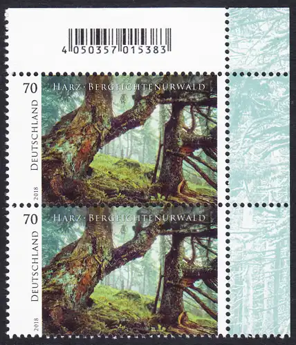 BUND 2018 Michel-Nummer 3410 postfrisch vert.PAAR ECKRAND oben rechts