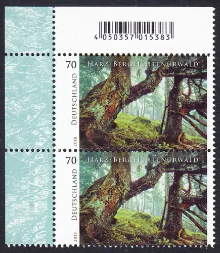 BUND 2018 Michel-Nummer 3410 postfrisch vert.PAAR ECKRAND oben links