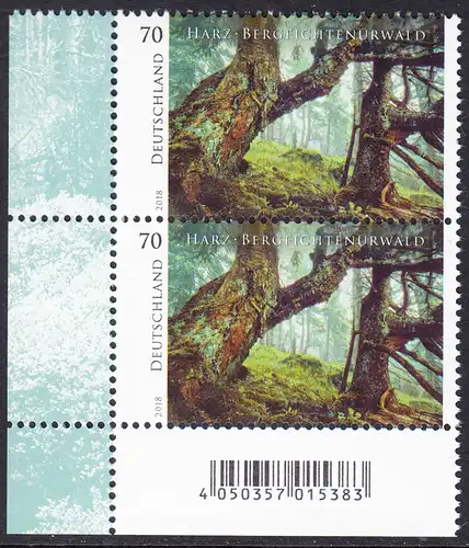 BUND 2018 Michel-Nummer 3410 postfrisch vert.PAAR ECKRAND unten links