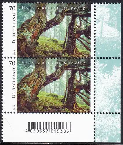 BUND 2018 Michel-Nummer 3410 postfrisch vert.PAAR ECKRAND unten rechts