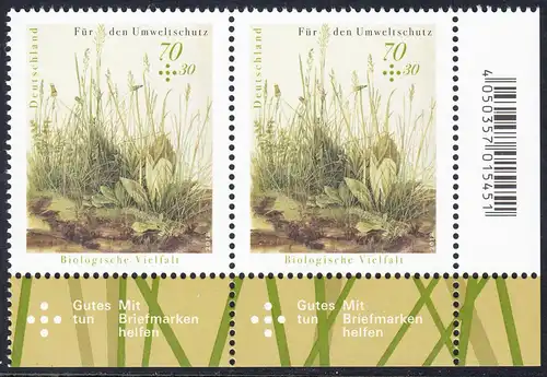 BUND 2018 Michel-Nummer 3411 postfrisch horiz.PAAR ECKRAND unten rechts