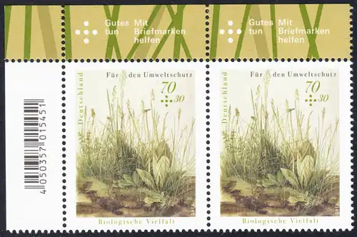 BUND 2018 Michel-Nummer 3411 postfrisch horiz.PAAR ECKRAND oben links