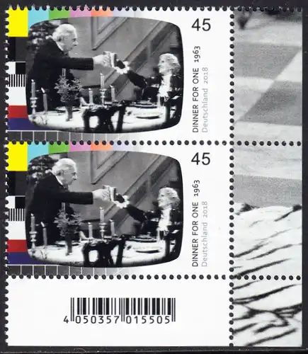 BUND 2018 Michel-Nummer 3415 postfrisch vert.PAAR ECKRAND unten rechts