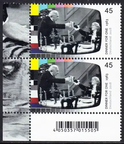 BUND 2018 Michel-Nummer 3415 postfrisch vert.PAAR ECKRAND unten links