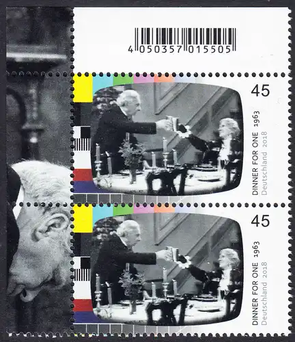 BUND 2018 Michel-Nummer 3415 postfrisch vert.PAAR ECKRAND oben links