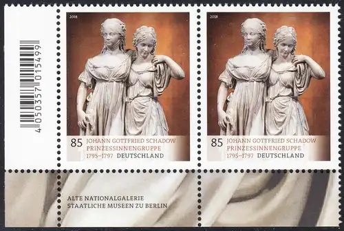 BUND 2018 Michel-Nummer 3416 postfrisch horiz.PAAR ECKRAND unten links