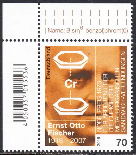 BUND 2018 Michel-Nummer 3420 postfrisch EINZELMARKE ECKRAND oben links