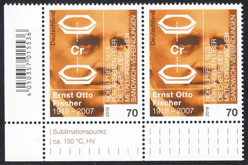 BUND 2018 Michel-Nummer 3420 postfrisch horiz.PAAR ECKRAND unten links