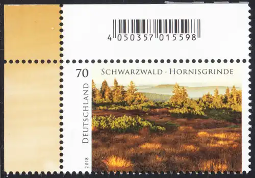 BUND 2018 Michel-Nummer 3428 postfrisch EINZELMARKE ECKRAND oben links