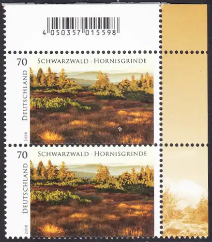 BUND 2018 Michel-Nummer 3428 postfrisch vert.PAAR ECKRAND oben rechts