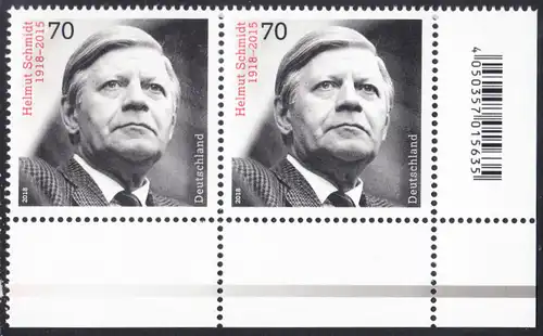 BUND 2018 Michel-Nummer 3429 postfrisch horiz.PAAR ECKRAND unten rechts