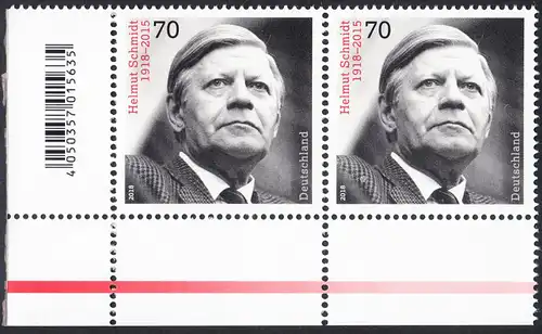 BUND 2018 Michel-Nummer 3429 postfrisch horiz.PAAR ECKRAND unten links