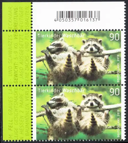 BUND 2019 Michel-Nummer 3434 postfrisch vert.PAAR ECKRAND oben links