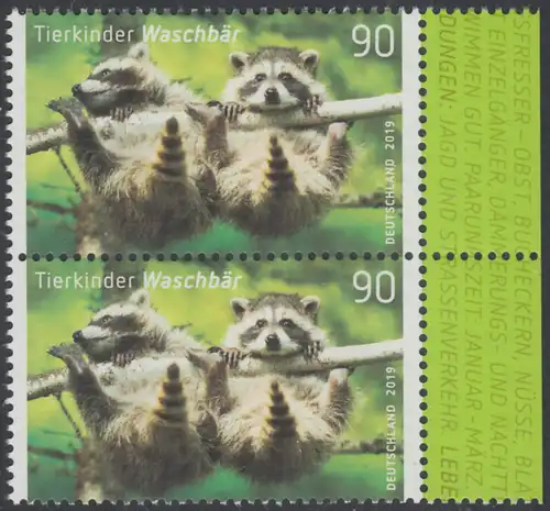 BUND 2019 Michel-Nummer 3434 postfrisch vert.PAAR RÄNDER rechts (b)