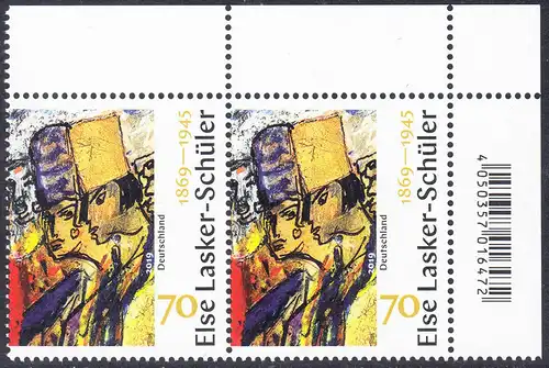 BUND 2019 Michel-Nummer 3443 postfrisch horiz.PAAR ECKRAND oben rechts