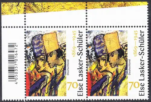 BUND 2019 Michel-Nummer 3443 postfrisch horiz.PAAR ECKRAND oben links