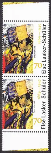 BUND 2019 Michel-Nummer 3443 postfrisch vert.PAAR RÄNDER unten/oben