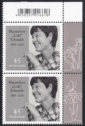 BUND 2019 Michel-Nummer 3448 postfrisch vert.PAAR ECKRAND oben rechts