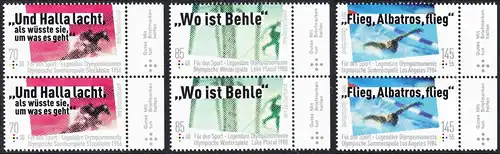 BUND 2019 Michel-Nummer 3460-3462 postfrisch SATZ(3) vert.PAARE RÄNDER rechts