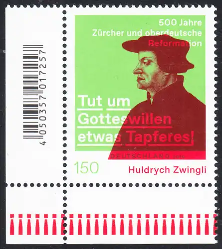 BUND 2019 Michel-Nummer 3464 postfrisch EINZELMARKE ECKRAND unten links