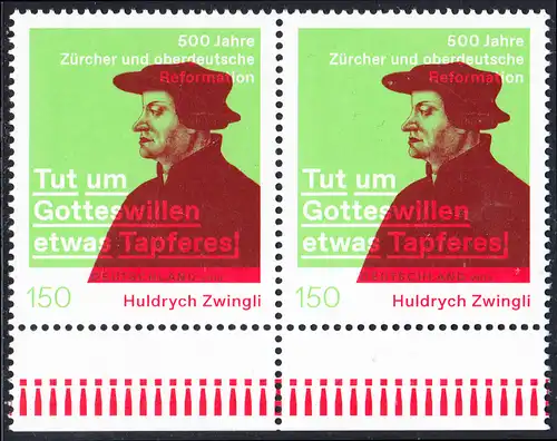 BUND 2019 Michel-Nummer 3464 postfrisch horiz.PAAR RÄNDER unten 