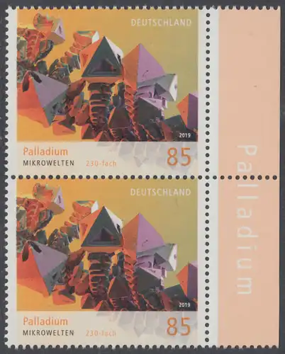 BUND 2019 Michel-Nummer 3466 postfrisch vert.PAAR RÄNDER rechts (b)