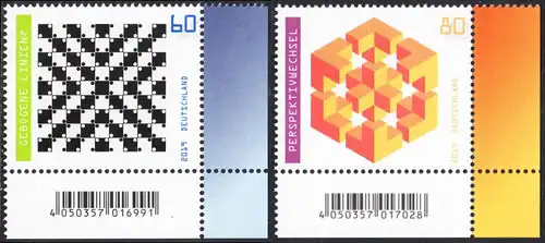 BUND 2019 Michel-Nummer 3496-3497 postfrisch SATZ(2) EINZELMARKEN ECKRÄNDER unten rechts