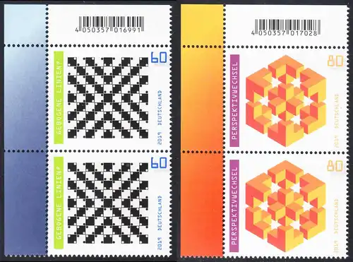 BUND 2019 Michel-Nummer 3496-3497 postfrisch SATZ(2) vert.PAARE ECKRÄNDER oben links