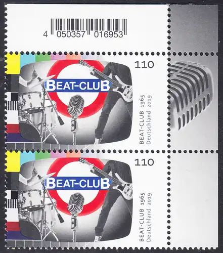 BUND 2019 Michel-Nummer 3503 postfrisch vert.PAAR ECKRAND oben rechts