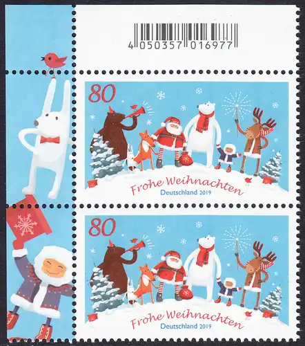 BUND 2019 Michel-Nummer 3504 postfrisch vert.PAAR ECKRAND oben links