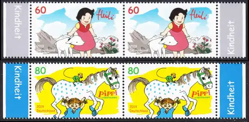 BUND 2019 Michel-Nummer 3506-3507 postfrisch SATZ(2) horiz.PAARE RÄNDER rechts/links 