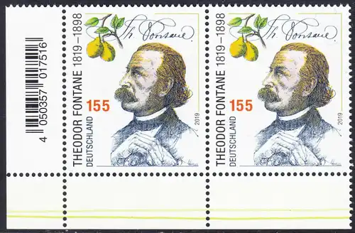 BUND 2019 Michel-Nummer 3508 postfrisch horiz.PAAR ECKRAND unten links