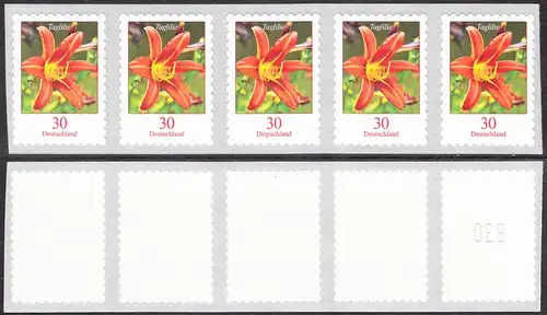 BUND 2020 Michel-Nummer 3516 postfrisch horiz.STRIP(5) (coils) m/ rücks.Nr. (830)