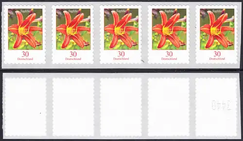 BUND 2020 Michel-Nummer 3516 postfrisch horiz.STRIP(5) (coils) m/ rücks.Nr. (3440)
