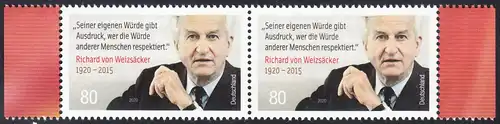 BUND 2020 Michel-Nummer 3539 postfrisch horiz.PAAR RÄNDER rechts/links (b)