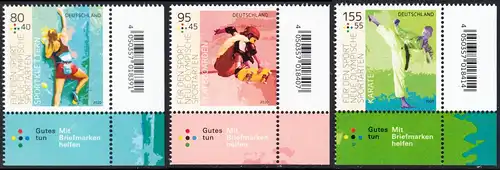 BUND 2020 Michel-Nummer 3542-3544 postfrisch SATZ(3) EINZELMARKEN ECKRÄNDER unten rechts