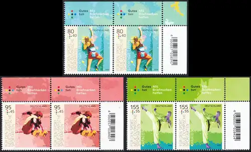 BUND 2020 Michel-Nummer 3542-3544 postfrisch SATZ(3) horiz.PAARE ECKRÄNDER oben rechts